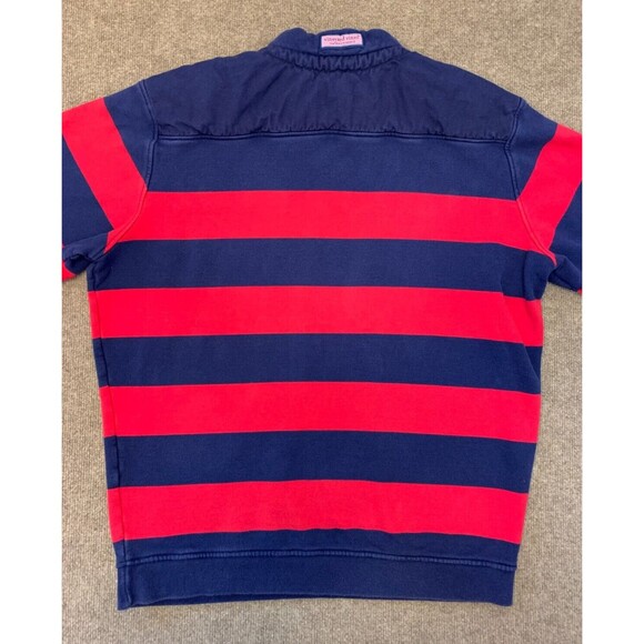 Vineyard Vines Shep Shirt Mens L Striped Cotton Sweater Long Sleeve 1/4 Zip - Picture 2 of 6